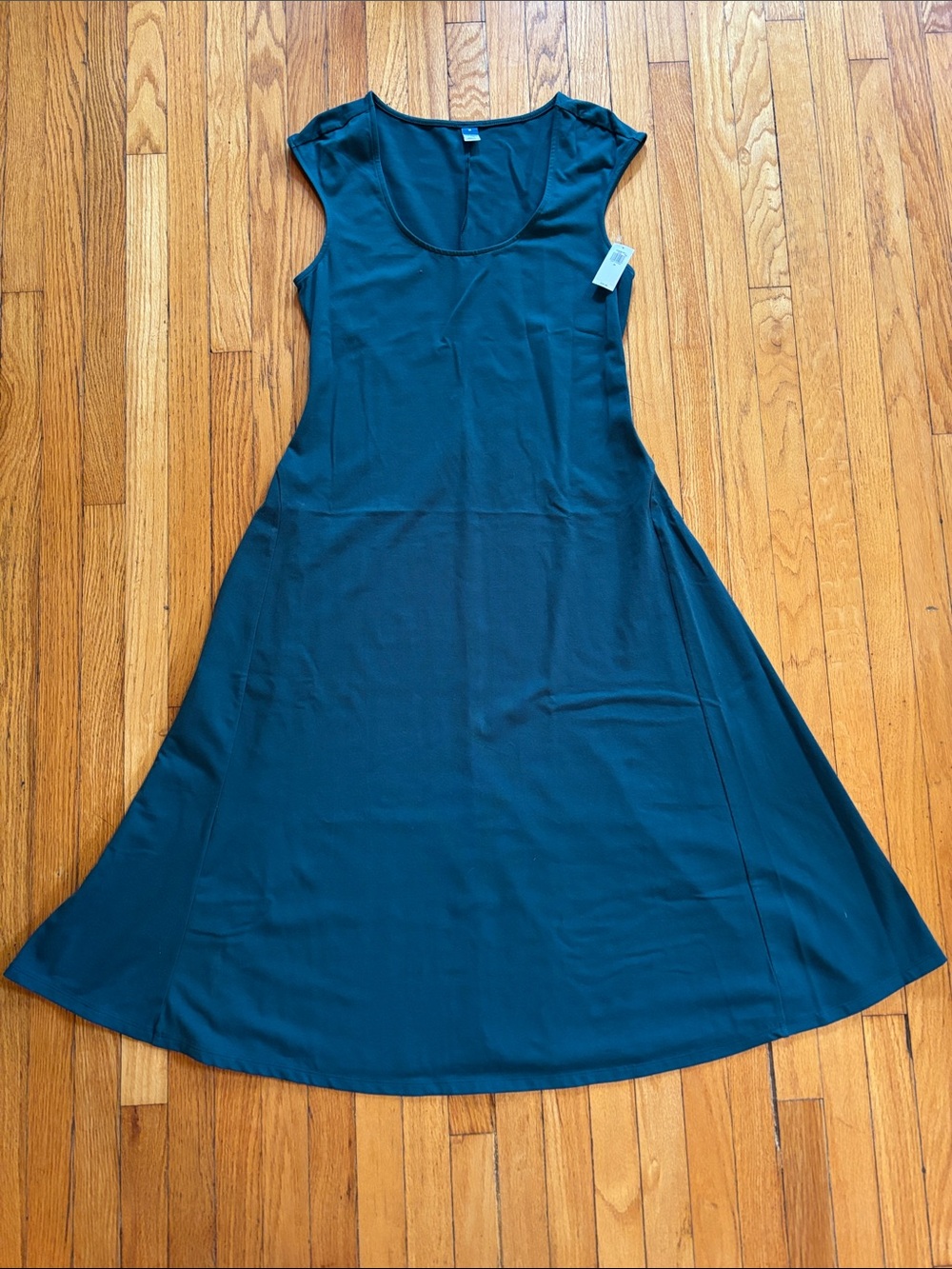 Women’s Sleeveless Scoop Neck A-Line Midi Dress in Teal